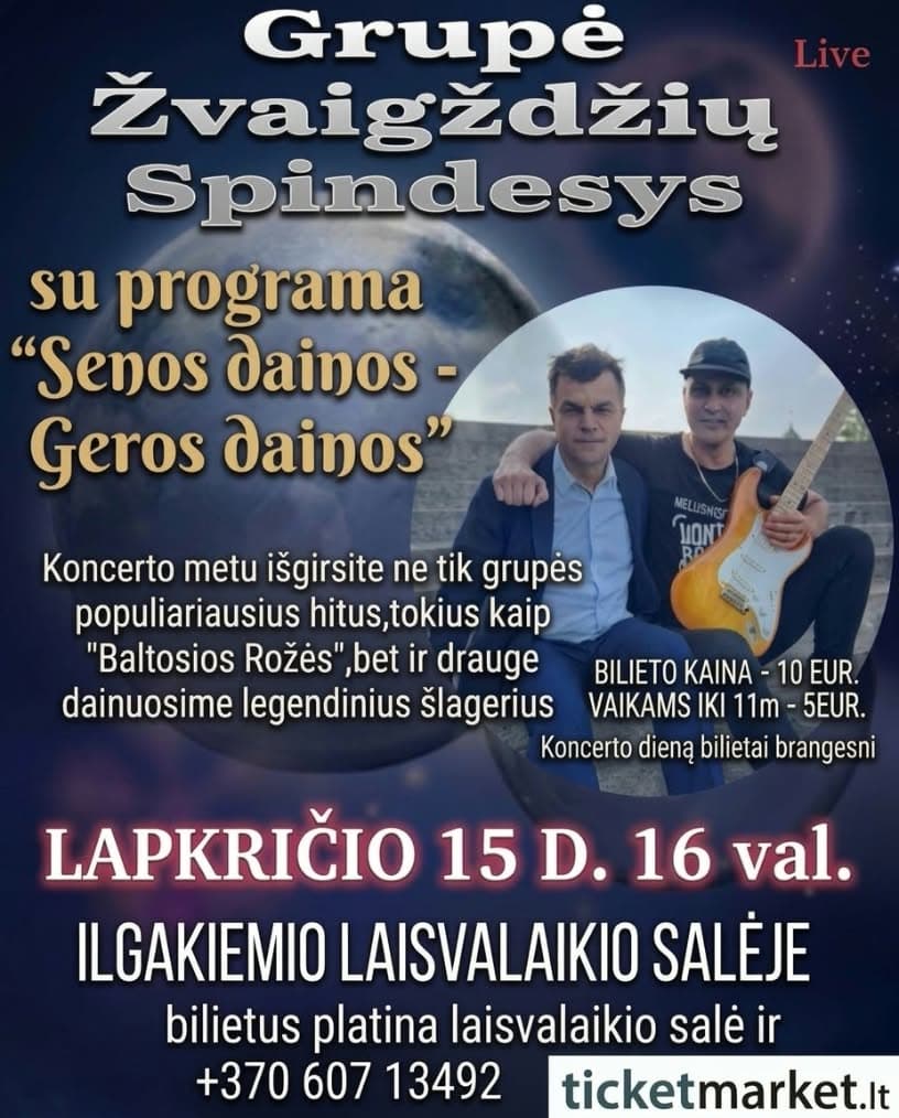 Grupė ŽVAIGŽDŽIŲ SPINDESYS su programa Senos dainos - geros dainos
