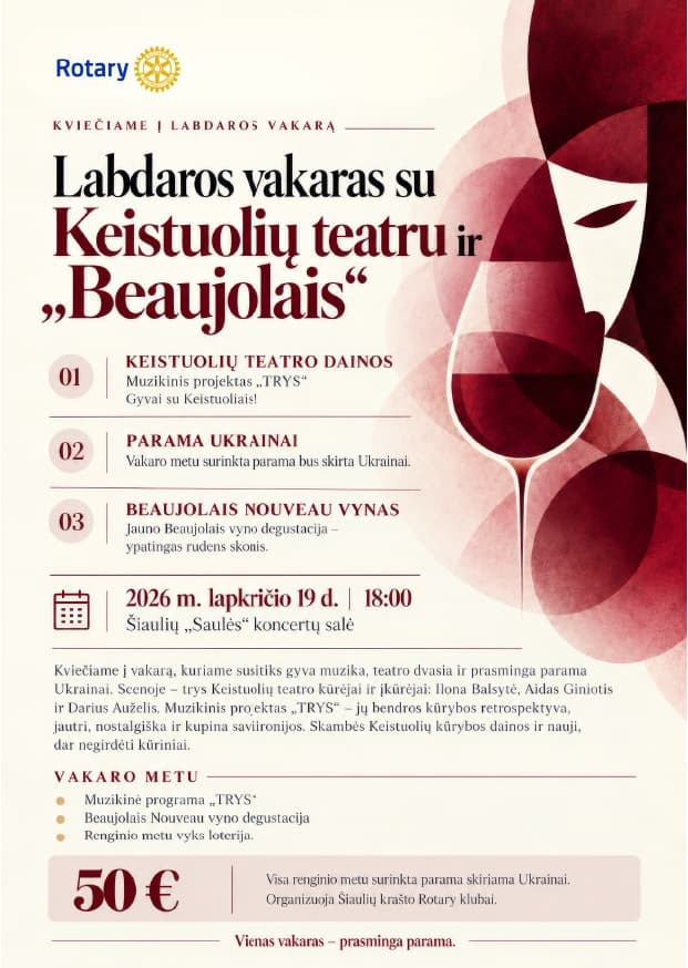 Labdaros vakaras su Keistuolių teatru ir Beaujolais naujas