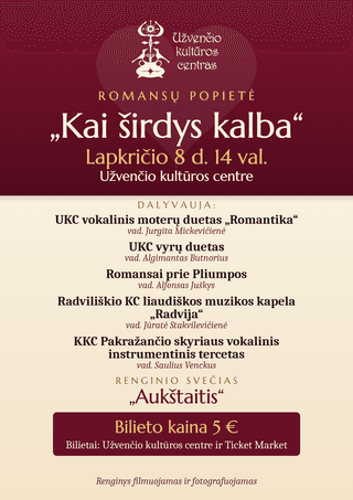 Romansų popietė Kai širdys kalba