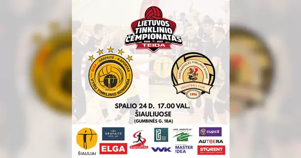TEIDA Lietuvos vyrų tinklinio čempionato rungtynės | Šiaulių „Elga-Grafaitė-S-Sportas“ – Marijampolės „Sūduva“
